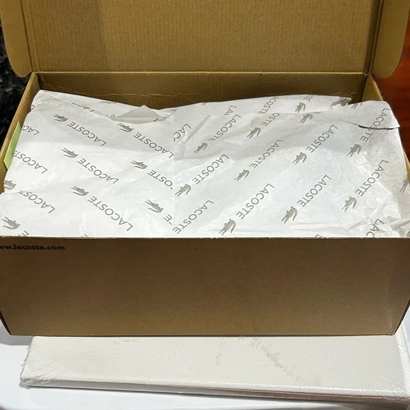 Lacoste White Tennis Shoes with Green Accent - Picture 7 of 11